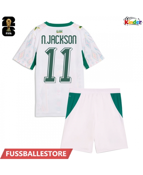 Günstige Senegal Nicolas Jackson #11 Heimtrikotsatz Kinder WM 2026 Kurzarm (+ Kurze Hosen)